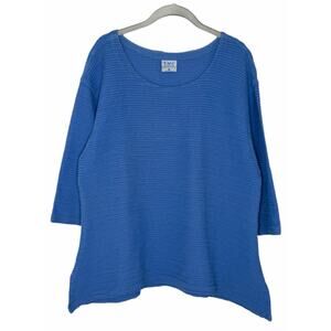 CMC Color Me Cotton Light Blue Textured Tunic Womens USA Largenlook Size M